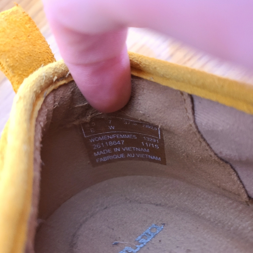 Clark's Azella Yellow Perforated Suede Espadrille Sneakers - Picture 5 of 10